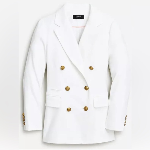 Jcrew Bristol Blazer In Stretch Linen Blend Double Breasted White Sz 20 NWT - Picture 2 of 8